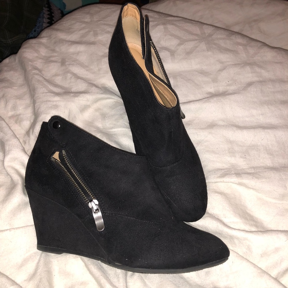 Velvet bootie heels